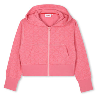 Raspberry Printed Zip Up Hoodie