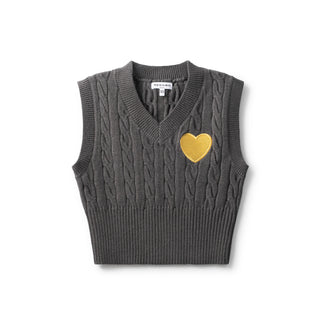 Charcoal Yellow Heart Sweater Vest