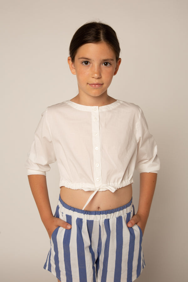 White and Blue Striped Dorella Shorts