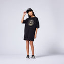 Black Rhinestone Circle Logo Dress