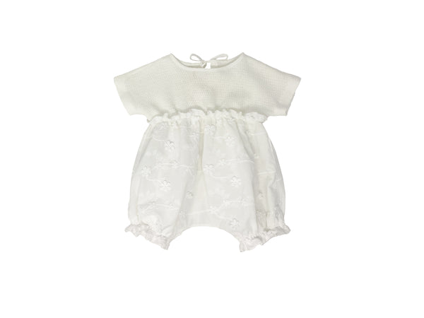White Embroidery Baby Romper