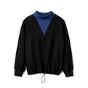 Black Sweatshirt with Royal Blue Contrast Neck
