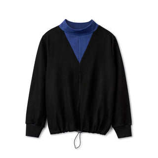 Black Sweatshirt with Royal Blue Contrast Neck