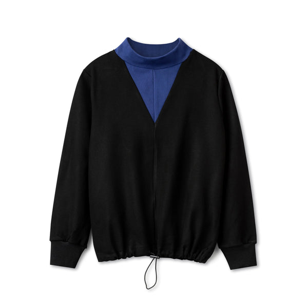 Black Sweatshirt with Royal Blue Contrast Neck