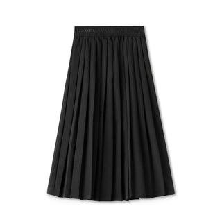 Black Pleated Elastic Waistband Skirt