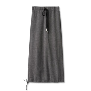 Grey Ribbed Maxi Skirt