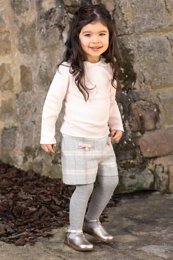 Baby Grey Pink Plaid Short