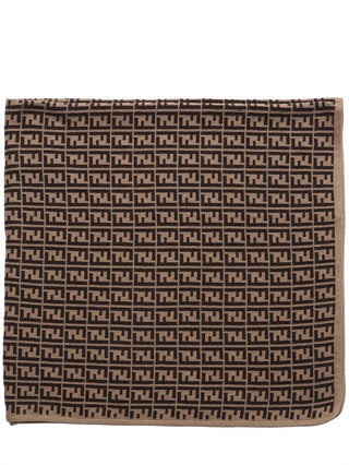 F Brown Classic Fendi Logo Blanket