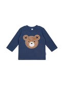 French Navy Furry Huxbear Long Sleeve Tee