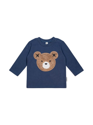 French Navy Furry Huxbear Long Sleeve Tee