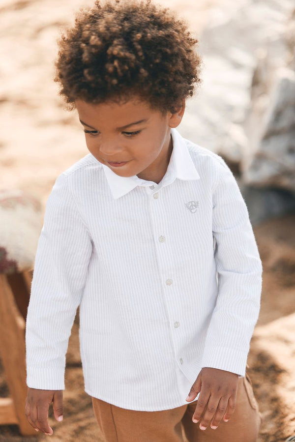 Light Gray Striped Baby Collared Shirt