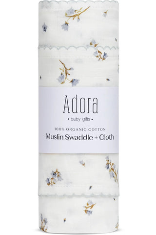 Floral Boys Swaddle + Cloth