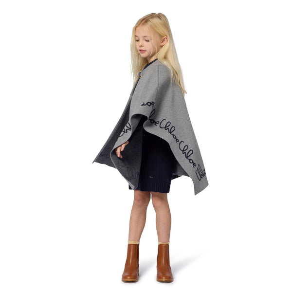 Heather Grey Chloe Embroidered Cape