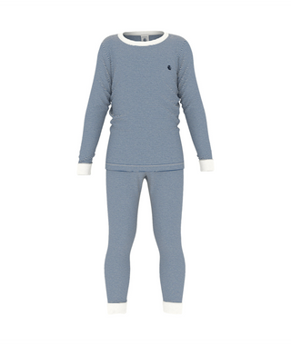 Blue and White Striped Pajama Set