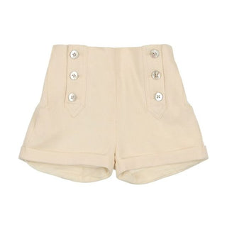 Cream Linen Button Shorts