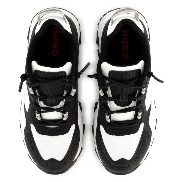 White and Black Logo Mini Me Sneakers