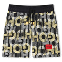 Black and Yellow Logo Printed Swimshorts