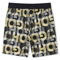 Black and Yellow Logo Printed Swimshorts