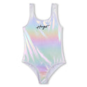 Silver Iridescent Logo Swimsuit