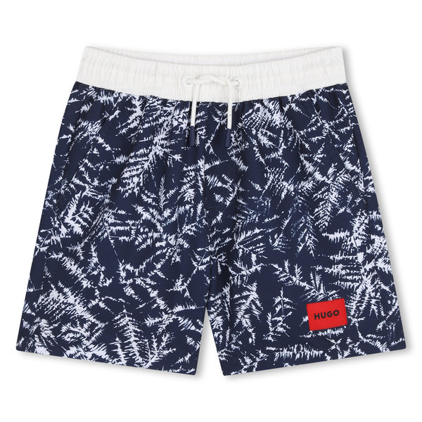 Navy Printed Swim Trunk