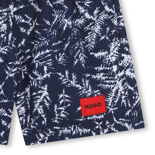Navy Printed Swim Trunk