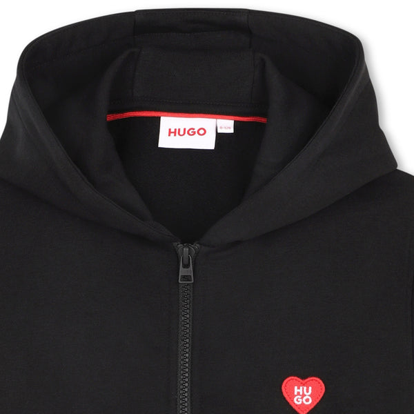 Black Hugo Heart Zip Up Hoodie