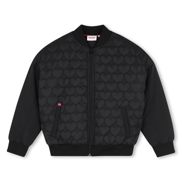 Black Quilted Bomber Jacket