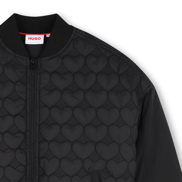 Black Quilted Bomber Jacket
