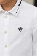 White with Navy Detail Collared Shirt