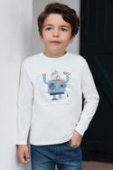 White Robo Long Sleeve Tee