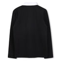 Black with Beige Stripe Long Sleeve Polo