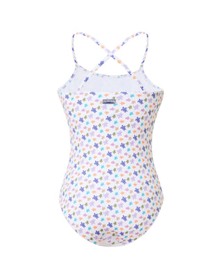 White Multicolor Mini Turtle Swimsuit