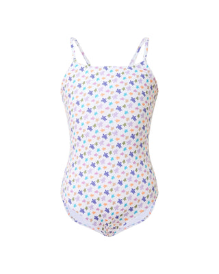 White Multicolor Mini Turtle Swimsuit