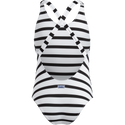 Black and White Striped Bathing Suit