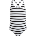 Black and White Striped Bathing Suit