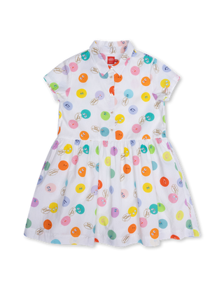 White Multicolor Vitamin Dots Dress