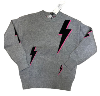 Grey Multi Lightening Bolt Sweater Top