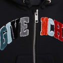 Baby Black Textured Colorful Logo Zip Up Sweatshirt