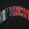Black Textured Colorful Logo Hoodie