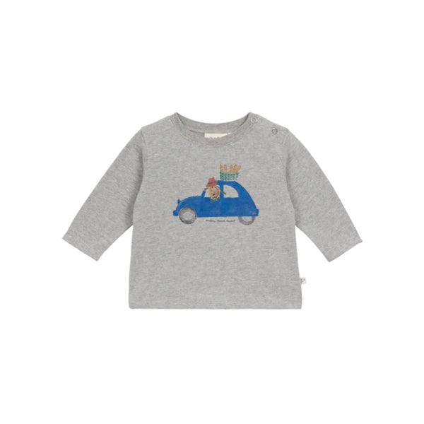Baby Heather Grey Car Long Sleeve Tee