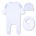 Pale Blue Logo Sleepers + Bib + Hat