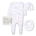 Grey and White Printed Footie & Hat Gift Set