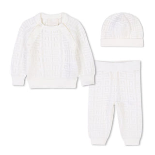 Off White Knit Ensemble & Hat Gift Set