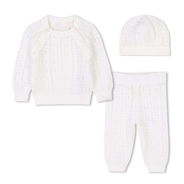 Off White Knit Ensemble & Hat Gift Set