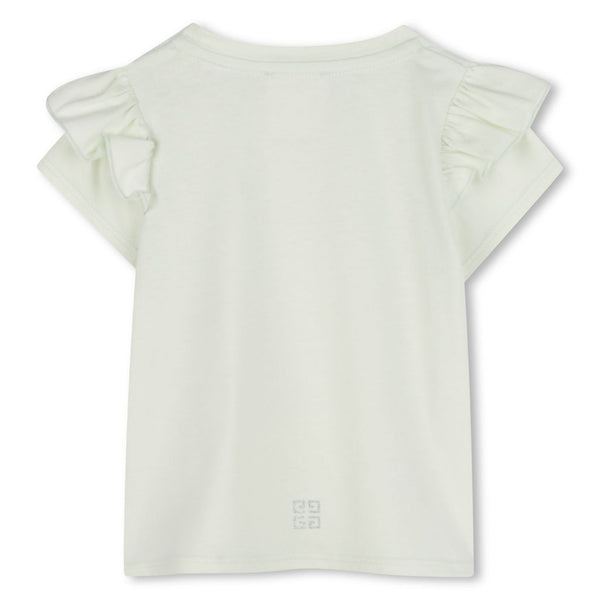 White Ruffle Sleeve Tee