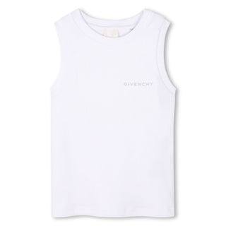 White Printed Logo Tank Top