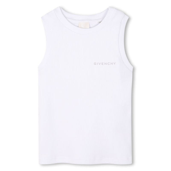 White Printed Logo Tank Top