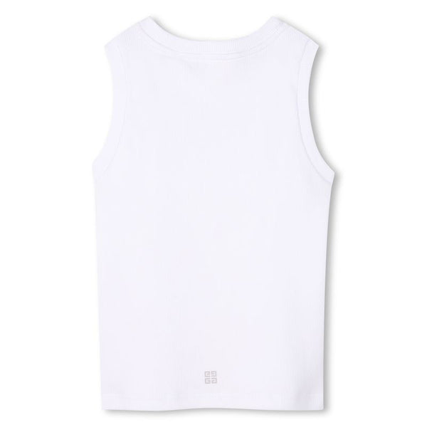 White Printed Logo Tank Top