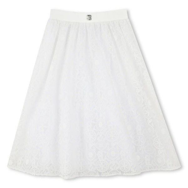 White Logo Band Midi Skirt