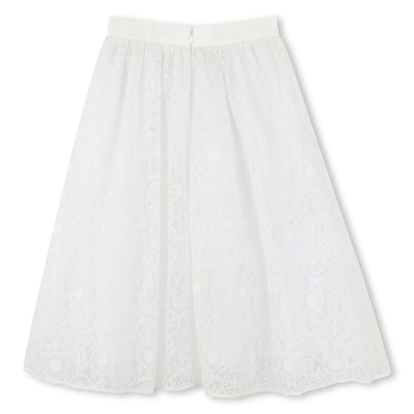 White Logo Band Midi Skirt